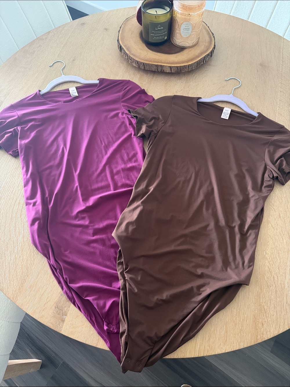 Victoria’s Secret - Women’s Short Sleeve Bodysuit - Magenta and Brown - 2 pack